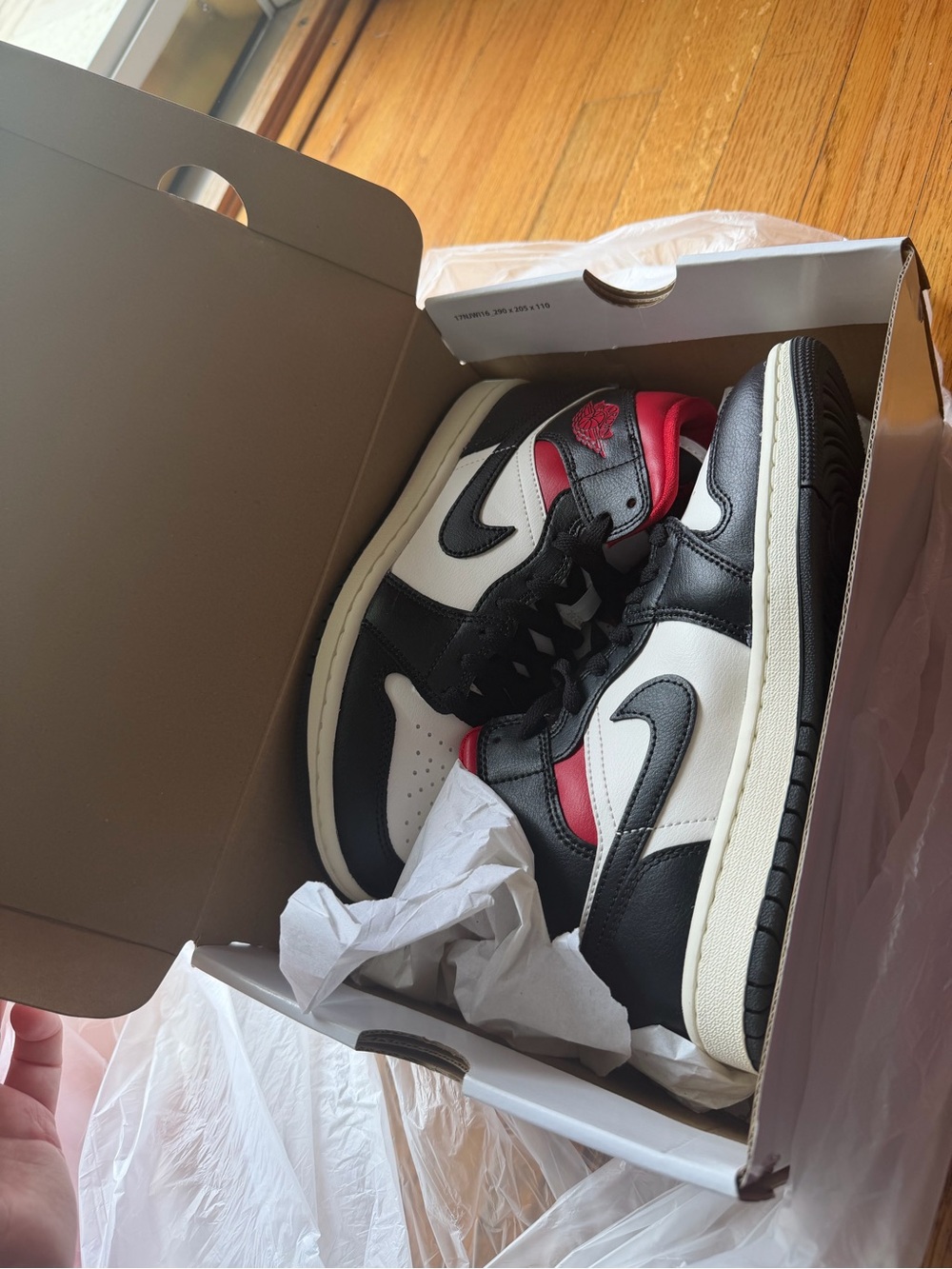 Nike Kids Black White Red High-Top Sneakers